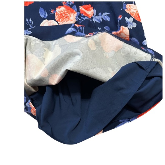 Talbots Navy Blue Floral Print A-Line Skirt Size 8 Lined Coastal - Picture 2 of 7